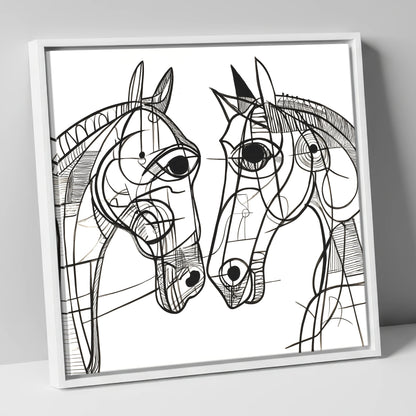 Structural Equine Bond horse portrait canvas wall art in white frame
