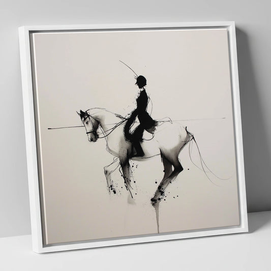 Ethereal Dressage Harmony dressage horse canvas wall art in white frame