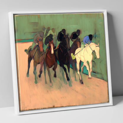 The Front Runners racing horse canvas wall art in white frame