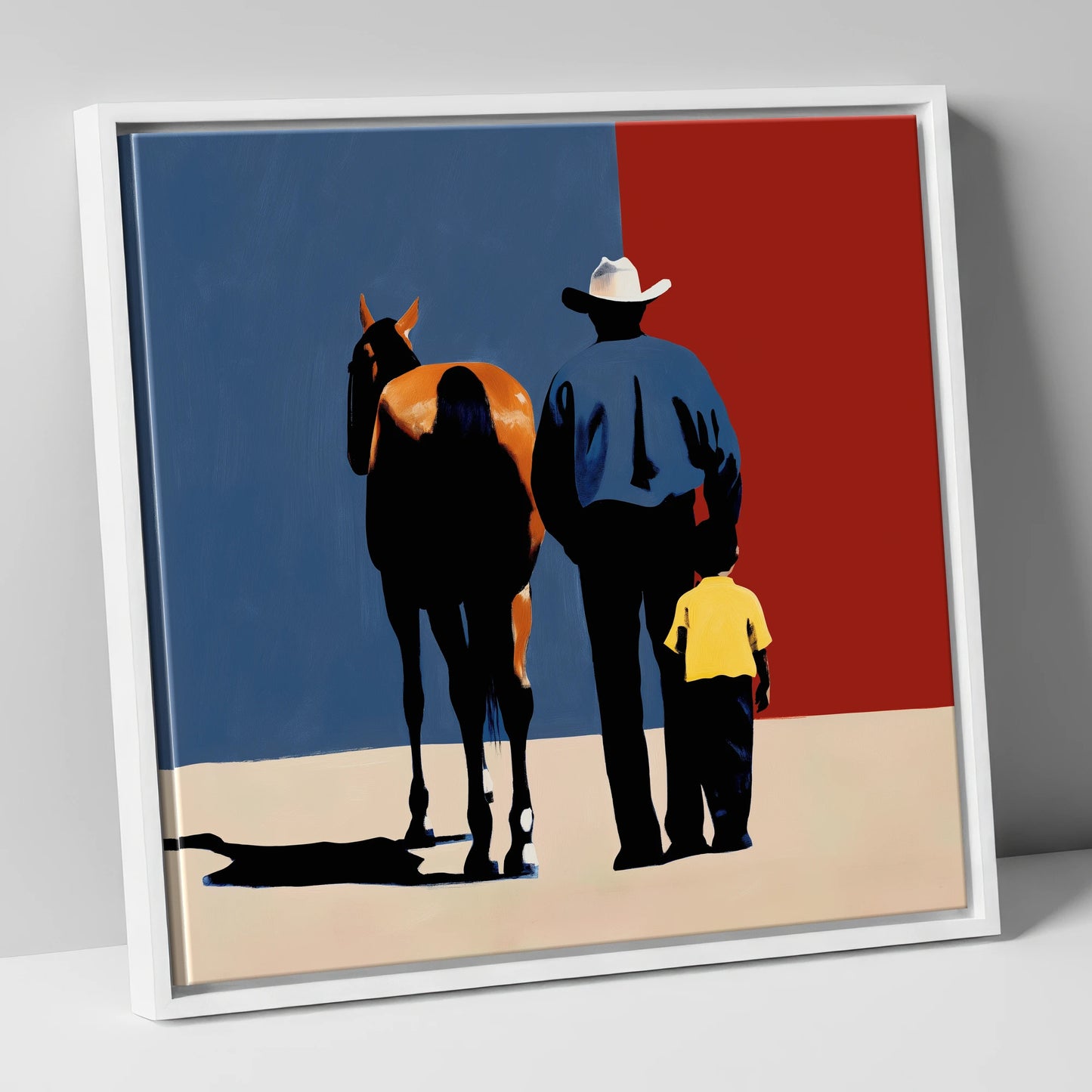 The Western Legacy horse & rider canvas wall art in white frame