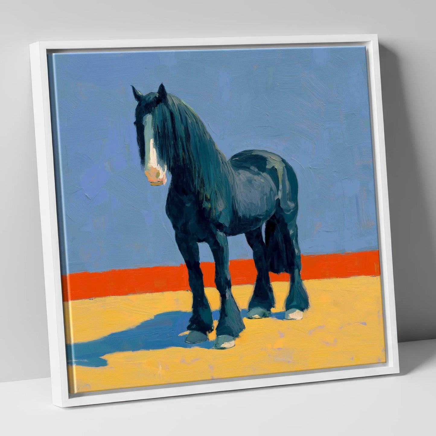 The Painted Shire horse breed canvas wall art in white frame