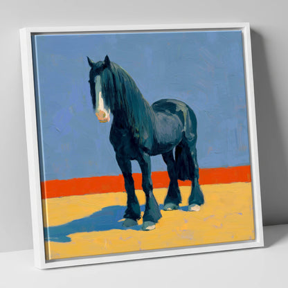The Painted Shire horse breed canvas wall art in white frame