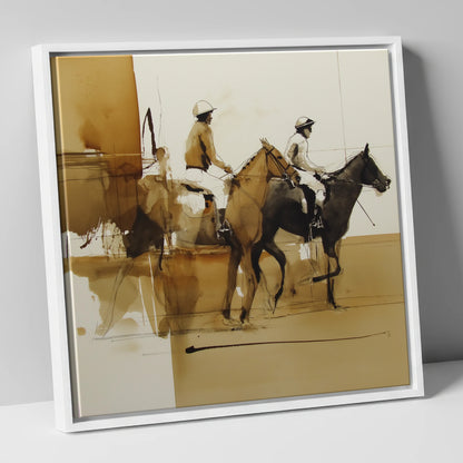 Going to Post racing horse canvas wall art in white frame