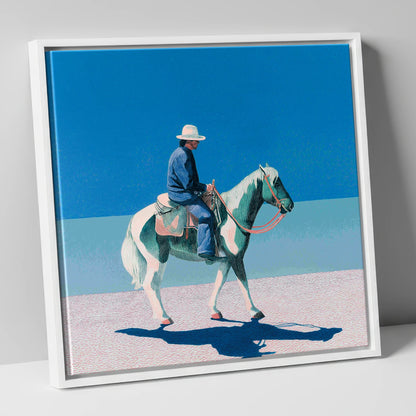 The Vast Horizon western horse canvas wall art in white frame
