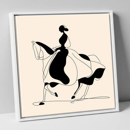 Fluid Elegance dressage horse canvas wall art in white frame
