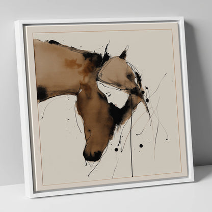 Unspoken Harmony horse & rider canvas wall art in white frame