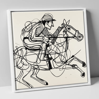 The Abstract Sprint racing horse canvas wall art in white frame