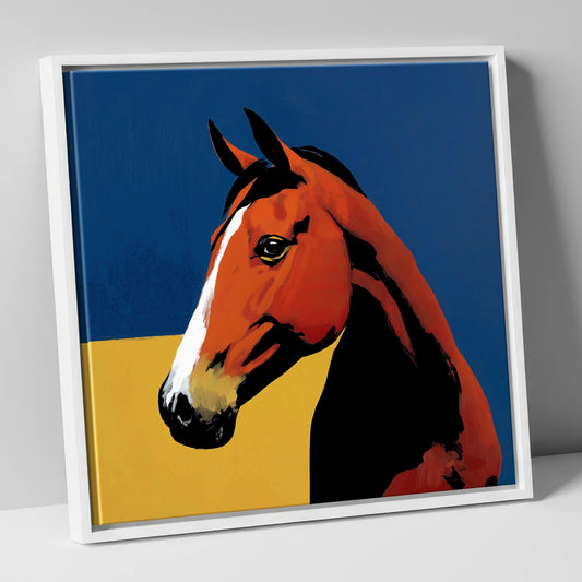 Bold Chestnut Portrait horse portrait canvas wall art in white frame