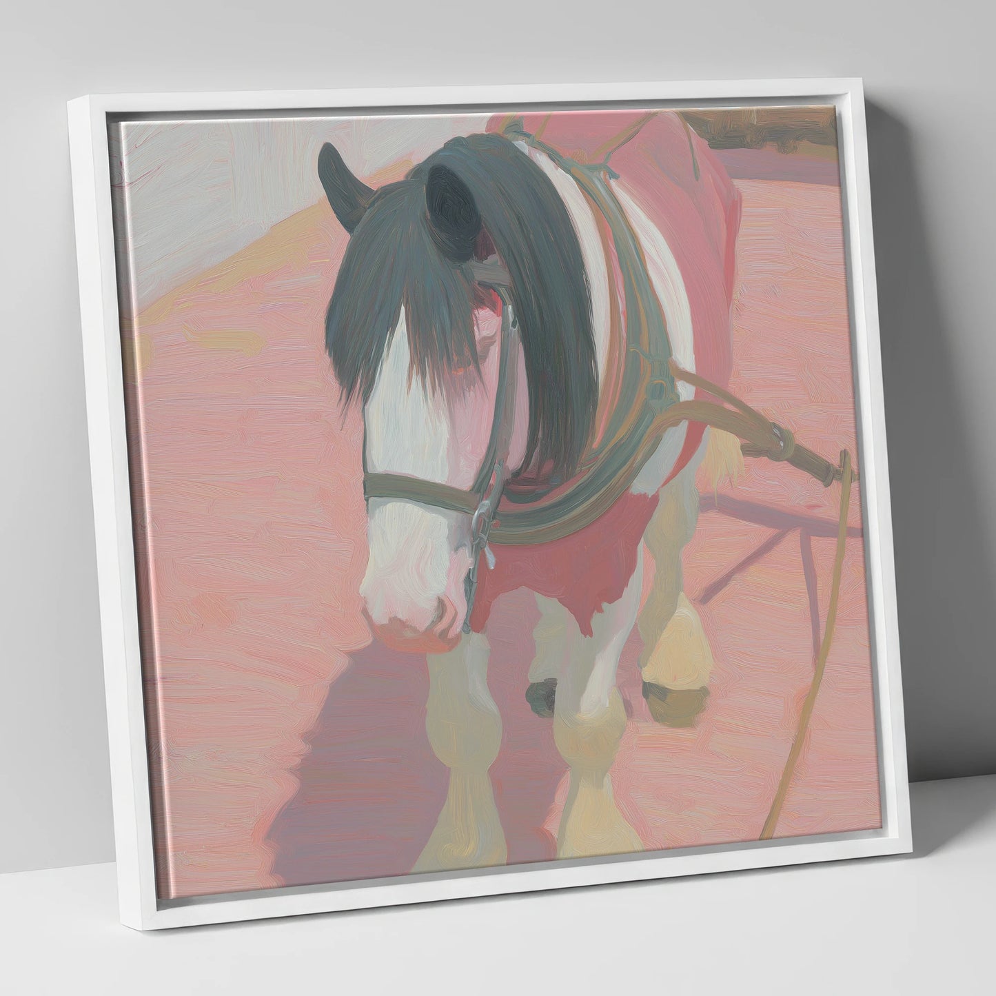 The Patient Draught working horse canvas wall art in white frame