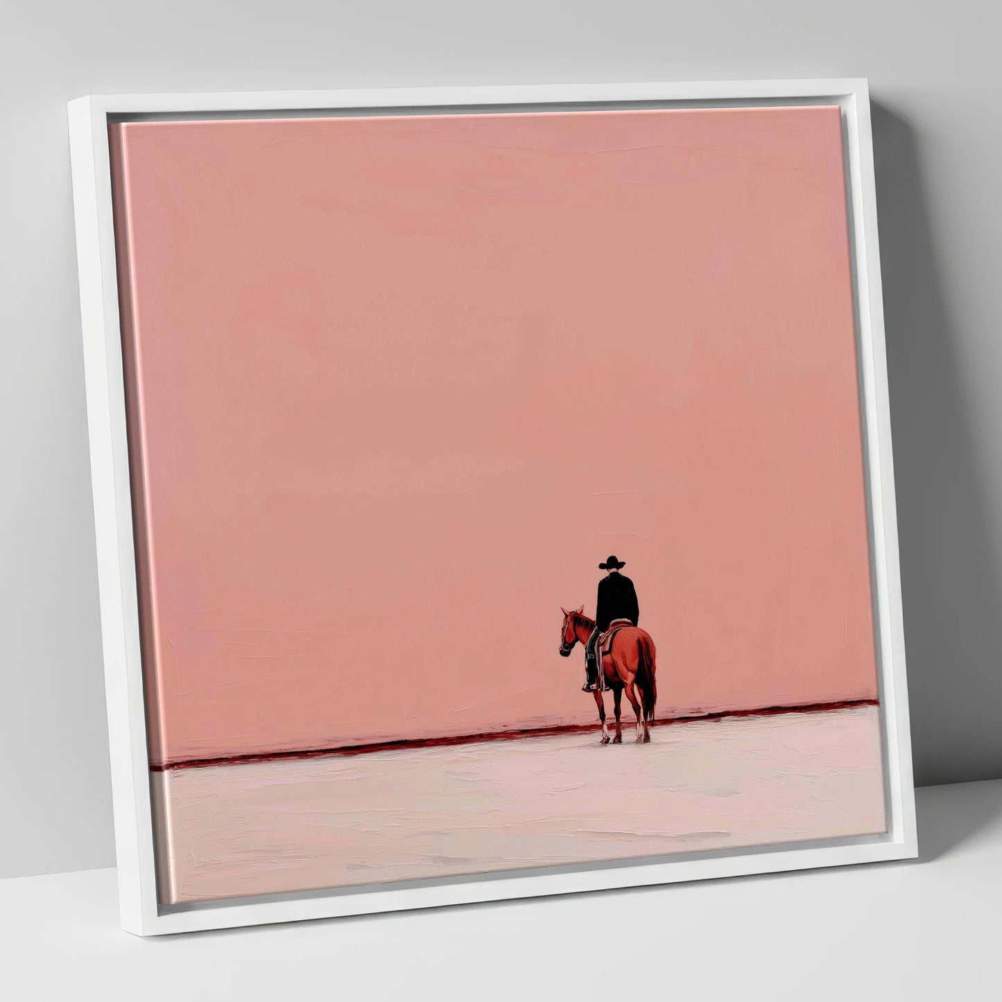 The Quiet Frontier western horse canvas wall art in white frame