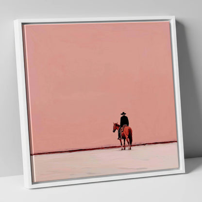 The Quiet Frontier western horse canvas wall art in white frame