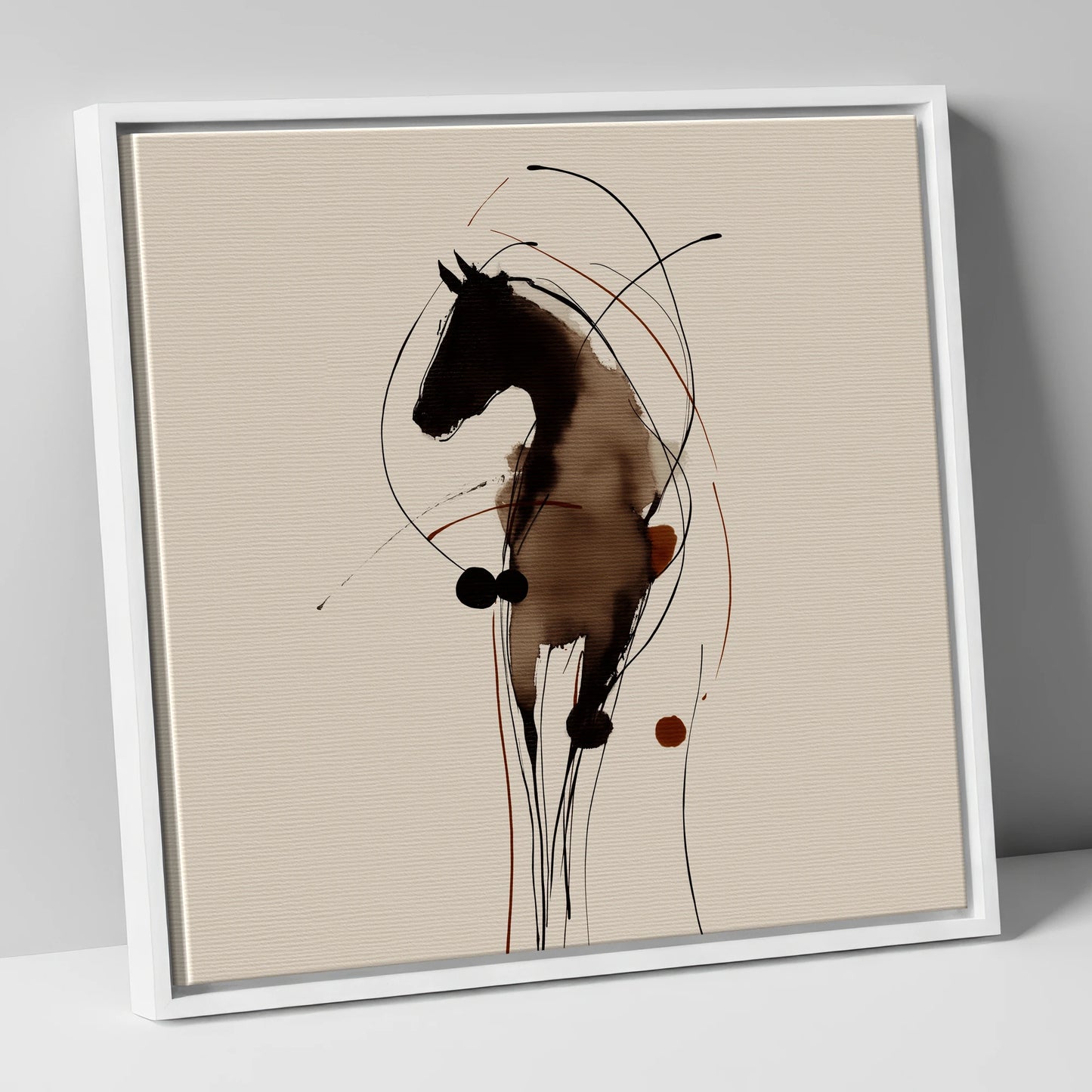 Fluid Ink Equine Portrait horse portrait canvas wall art in white frame