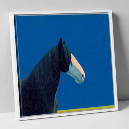 Azure Gentle Giant horse breed canvas wall art in white frame
