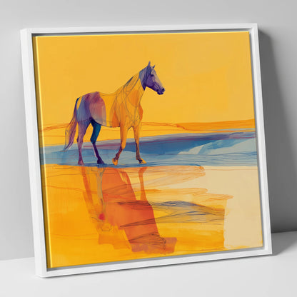 Amber Waters Stride horse landscape canvas wall art in white frame