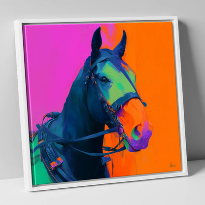 The Electric Workhorse working horse canvas wall art in white frame