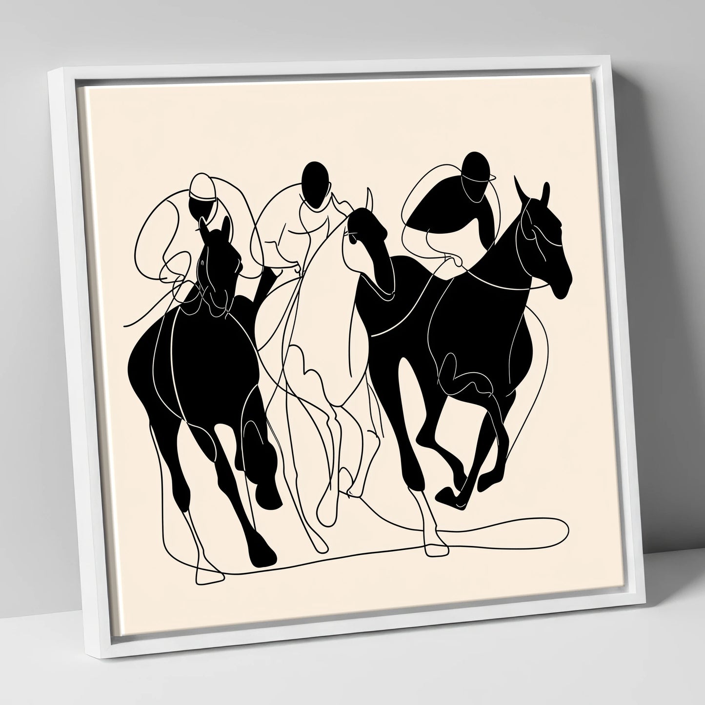 The Racing Line racing horse canvas wall art in white frame
