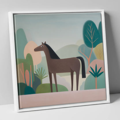 The Quiet Valley horse breed canvas wall art in white frame