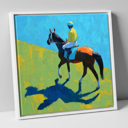 To The Start racing horse canvas wall art in white frame