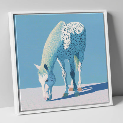 Azure Appaloosa horse breed canvas wall art in white frame