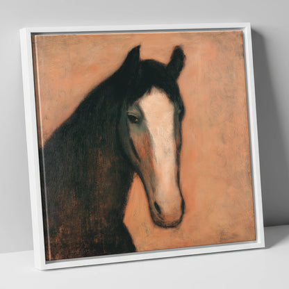 Dignity in Shadows horse portrait canvas wall art in white frame