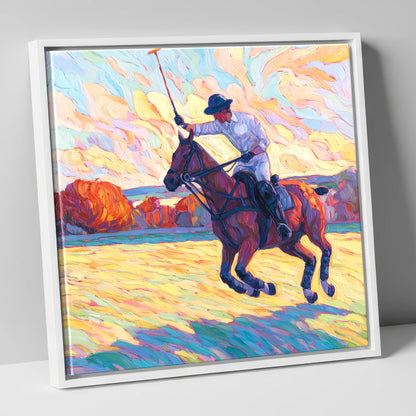 The Final Chukka polo horse canvas wall art in white frame