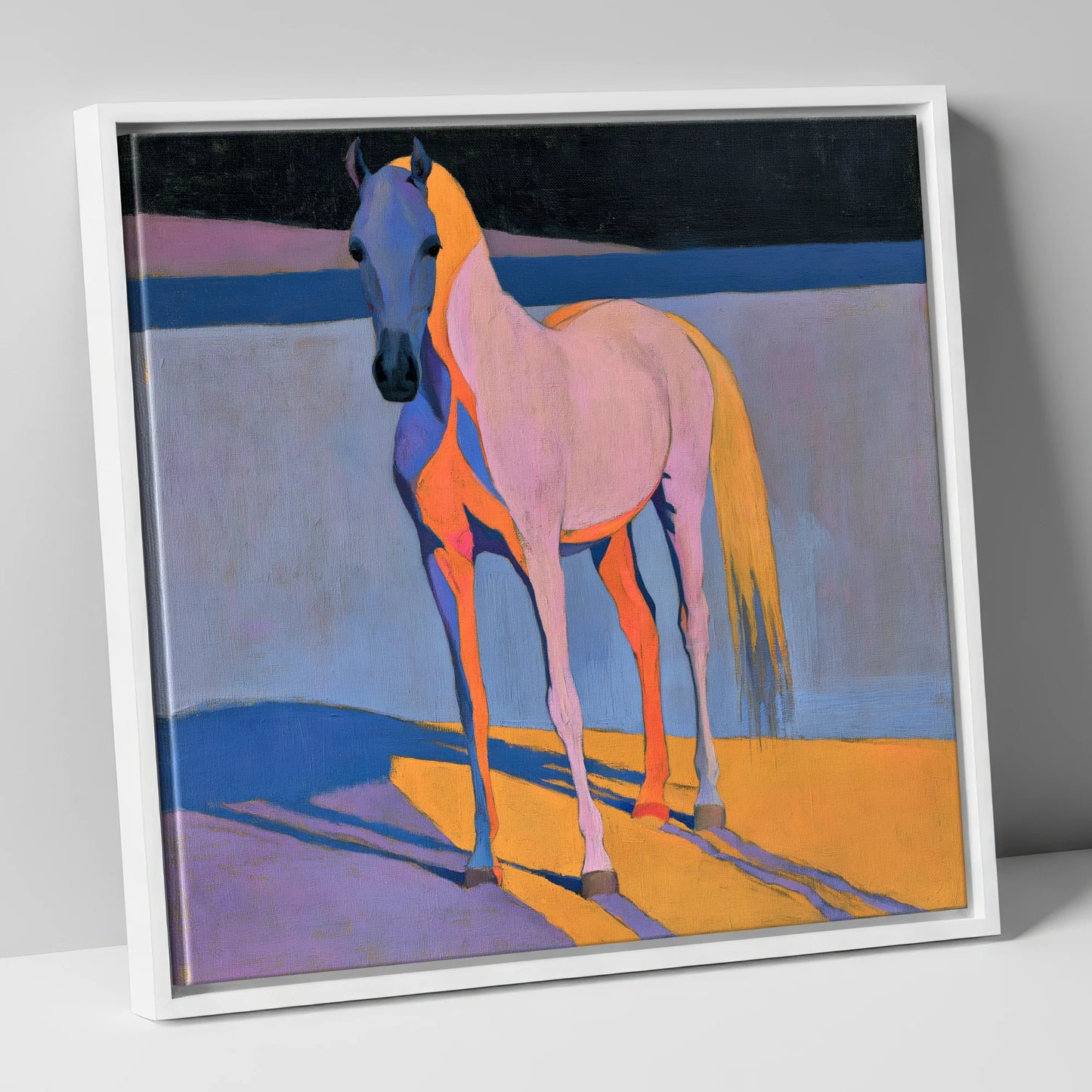 Vivid Painted Arabian Horse horse breed canvas wall art in white frame