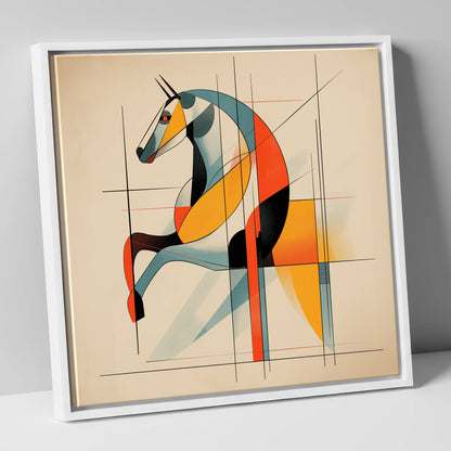 Structural Stride racing horse canvas wall art in white frame