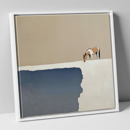 The Quiet Expanse horse landscape canvas wall art in white frame