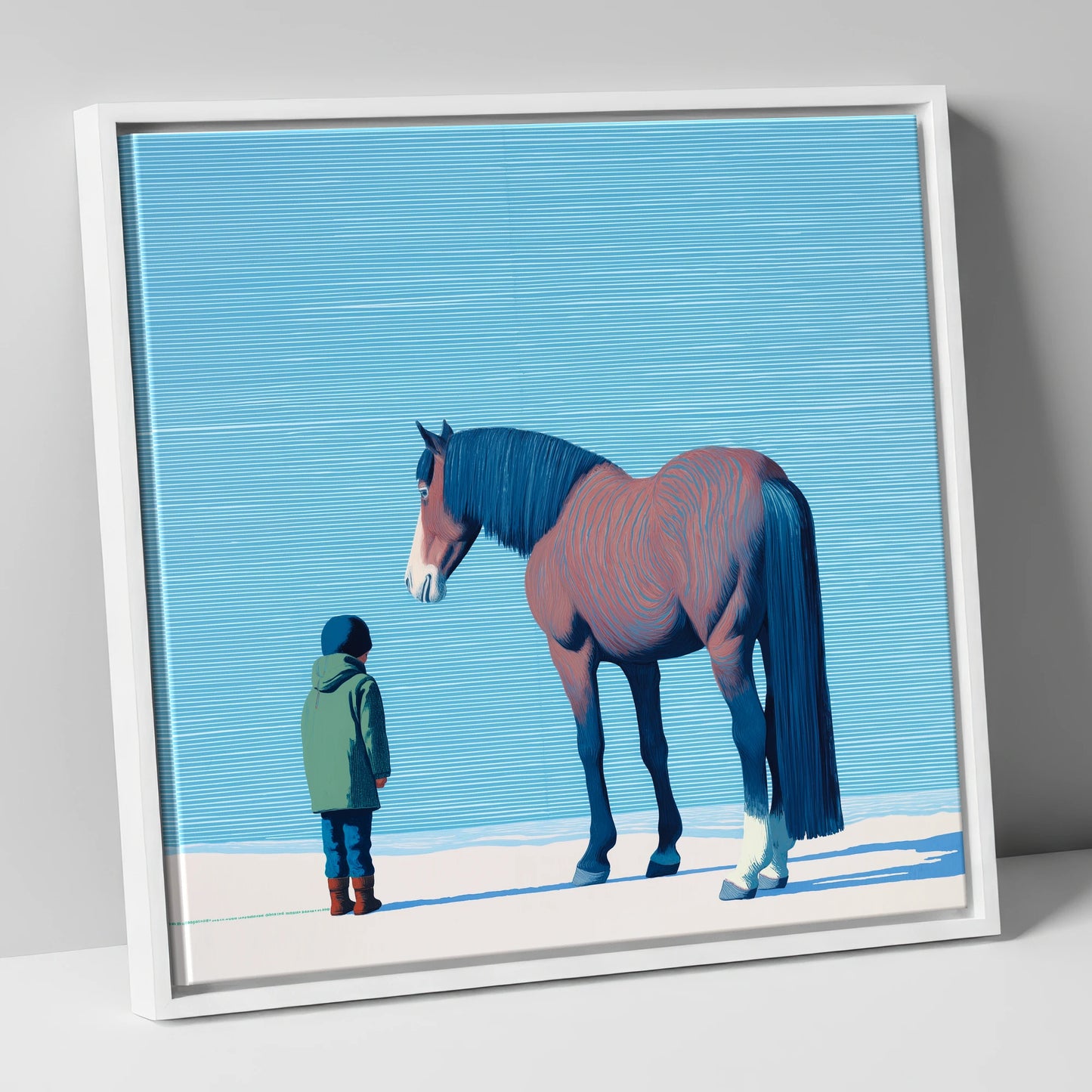A Quiet Understanding horse & rider canvas wall art in white frame