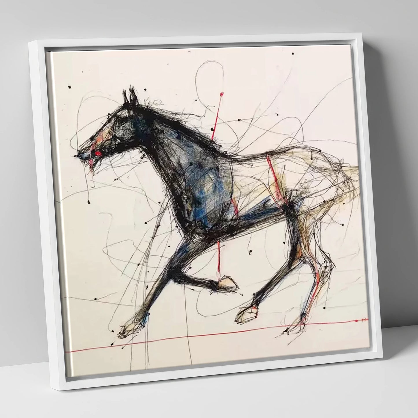 Racing Pulse racing horse canvas wall art in white frame