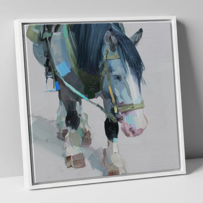Quiet Strength horse breed canvas wall art in white frame