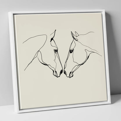 Quiet Connection horse portrait canvas wall art in white frame