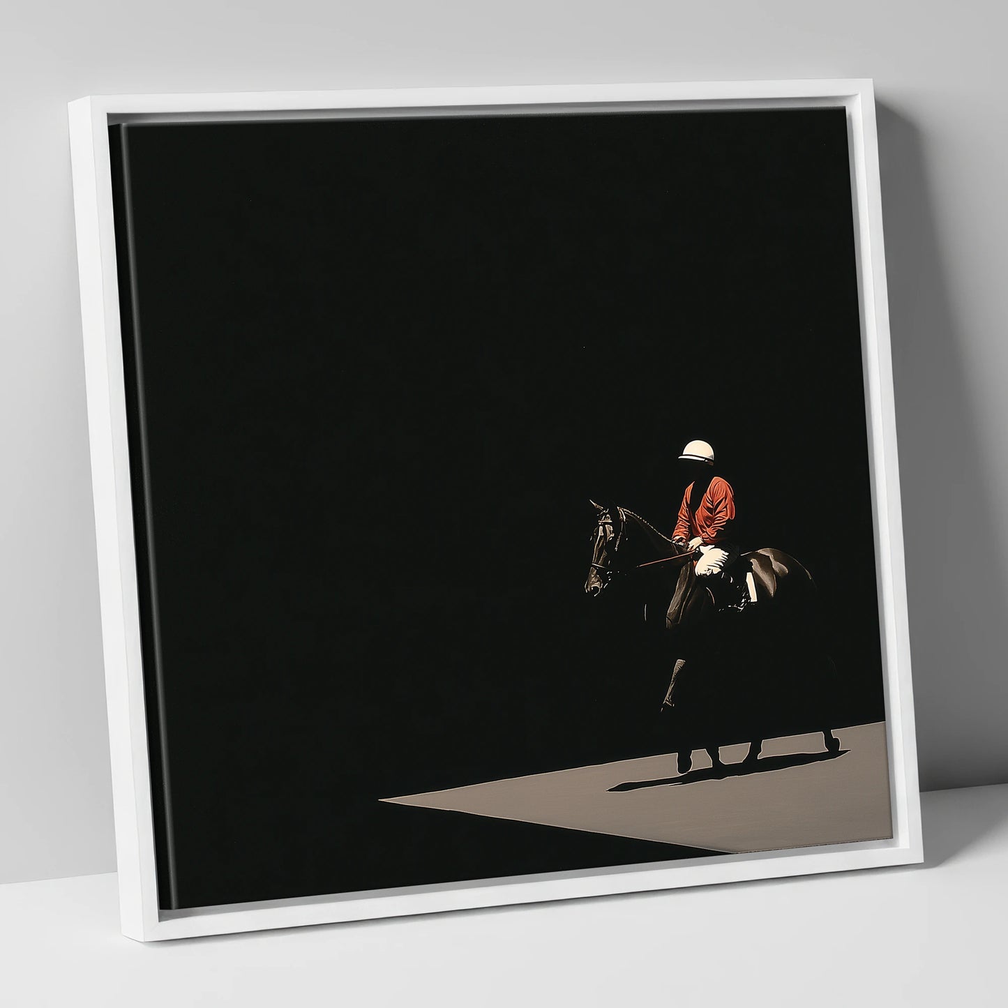 Quiet Before the Roar racing horse canvas wall art in white frame