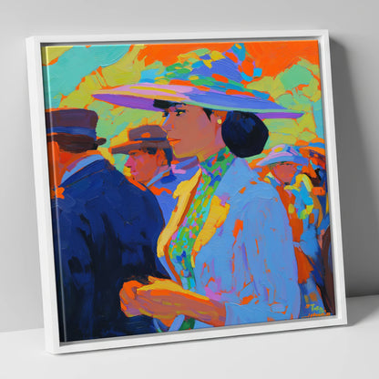 Ladies Day Elegance racing horse canvas wall art in white frame