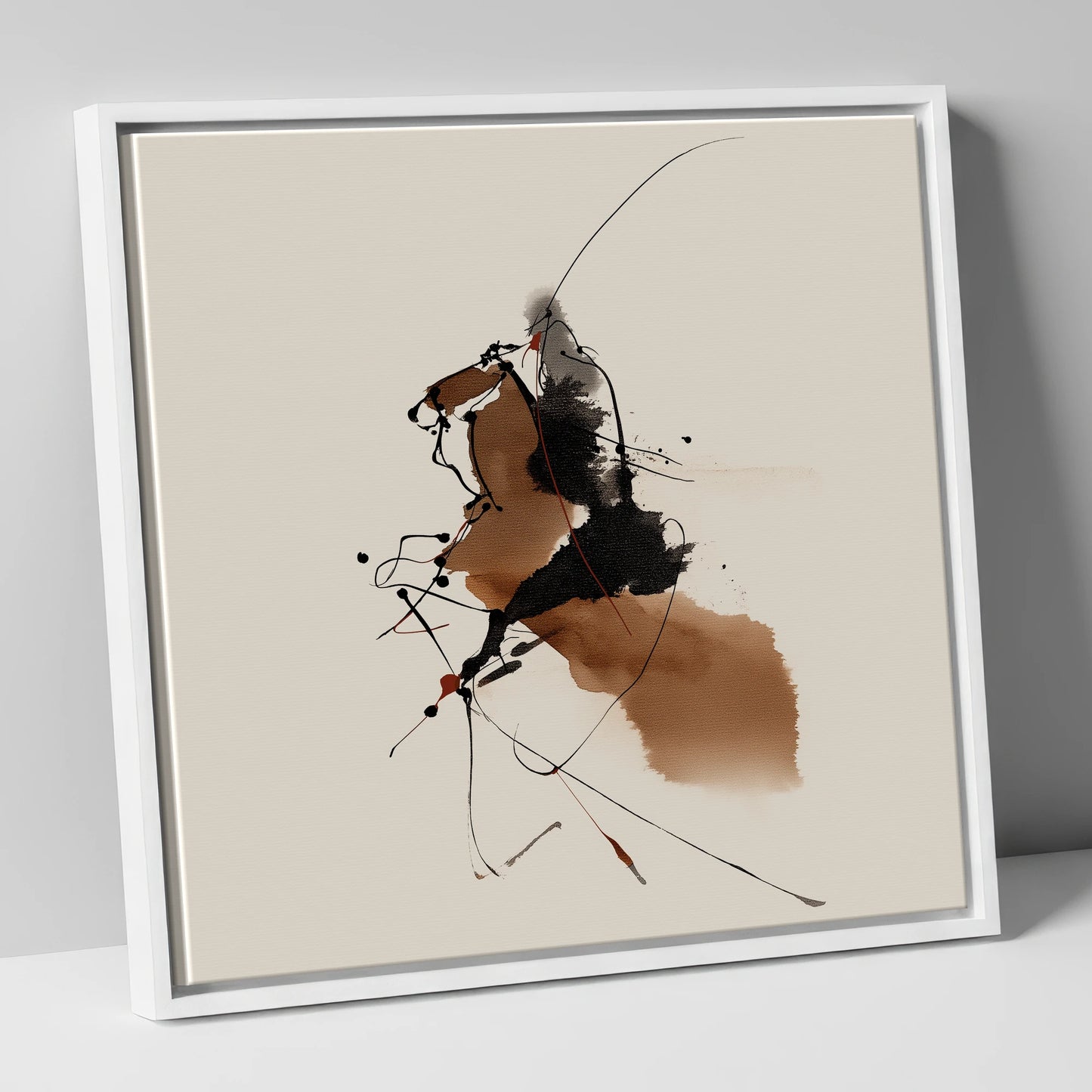 Abstract Equine Energy horse portrait canvas wall art in white frame