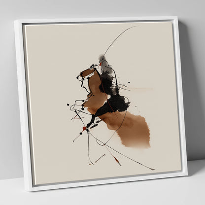 Abstract Equine Energy horse portrait canvas wall art in white frame