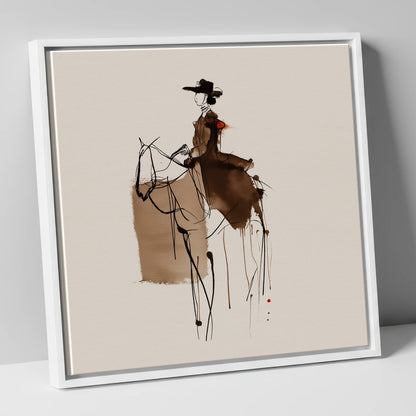 Timeless Western Rider western horse canvas wall art in white frame