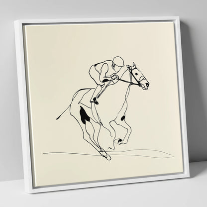 Elegant Racing Lines racing horse canvas wall art in white frame