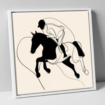 Airborne Elegance show jumping horse canvas wall art in white frame