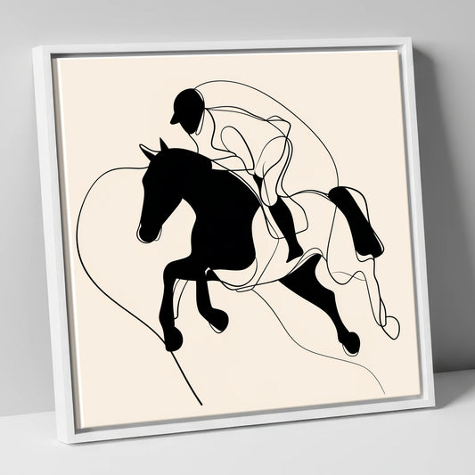 Airborne Elegance show jumping horse canvas wall art in white frame