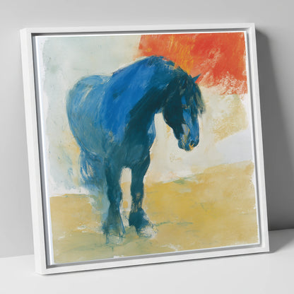Vivid Cobalt Heavy Horse horse breed canvas wall art in white frame