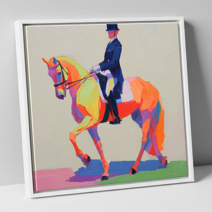 Vivid Dressage Rhythm dressage horse canvas wall art in white frame