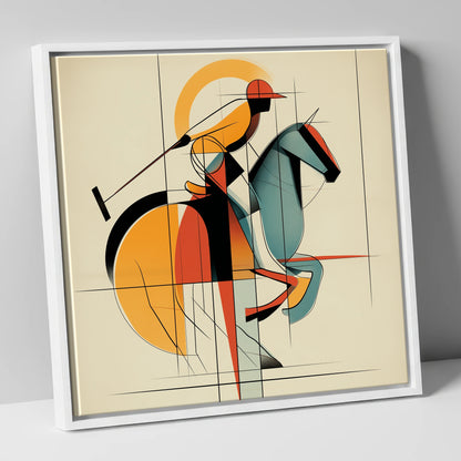Structured Polo Strike polo horse canvas wall art in white frame