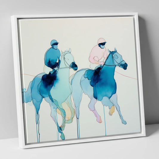 Ethereal Racing Silks racing horse canvas wall art in white frame