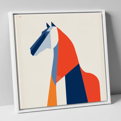 Modernist Equine Form horse breed canvas wall art in white frame