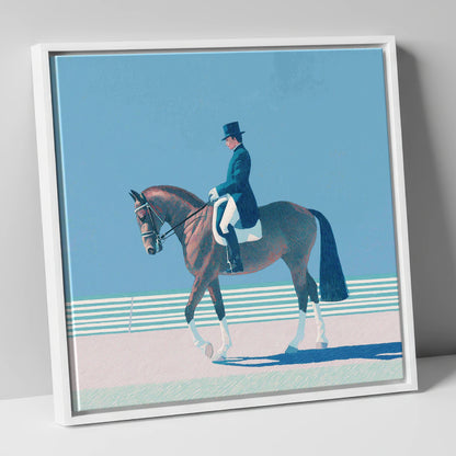 Classical Dressage Elegance dressage horse canvas wall art in white frame
