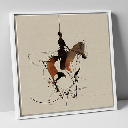Dynamic Equestrian Harmony horse & rider canvas wall art in white frame