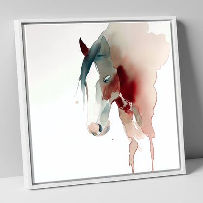 Crimson Silhouette horse breed canvas wall art in white frame