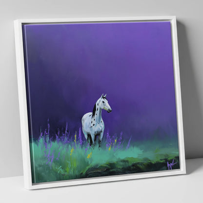 Twilight Appaloosa horse breed canvas wall art in white frame