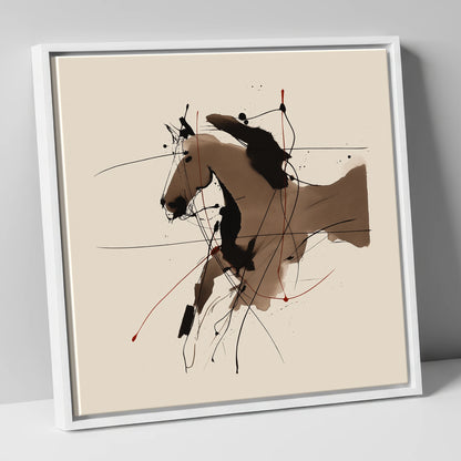 Dynamic Sepia Portrait horse portrait canvas wall art in white frame
